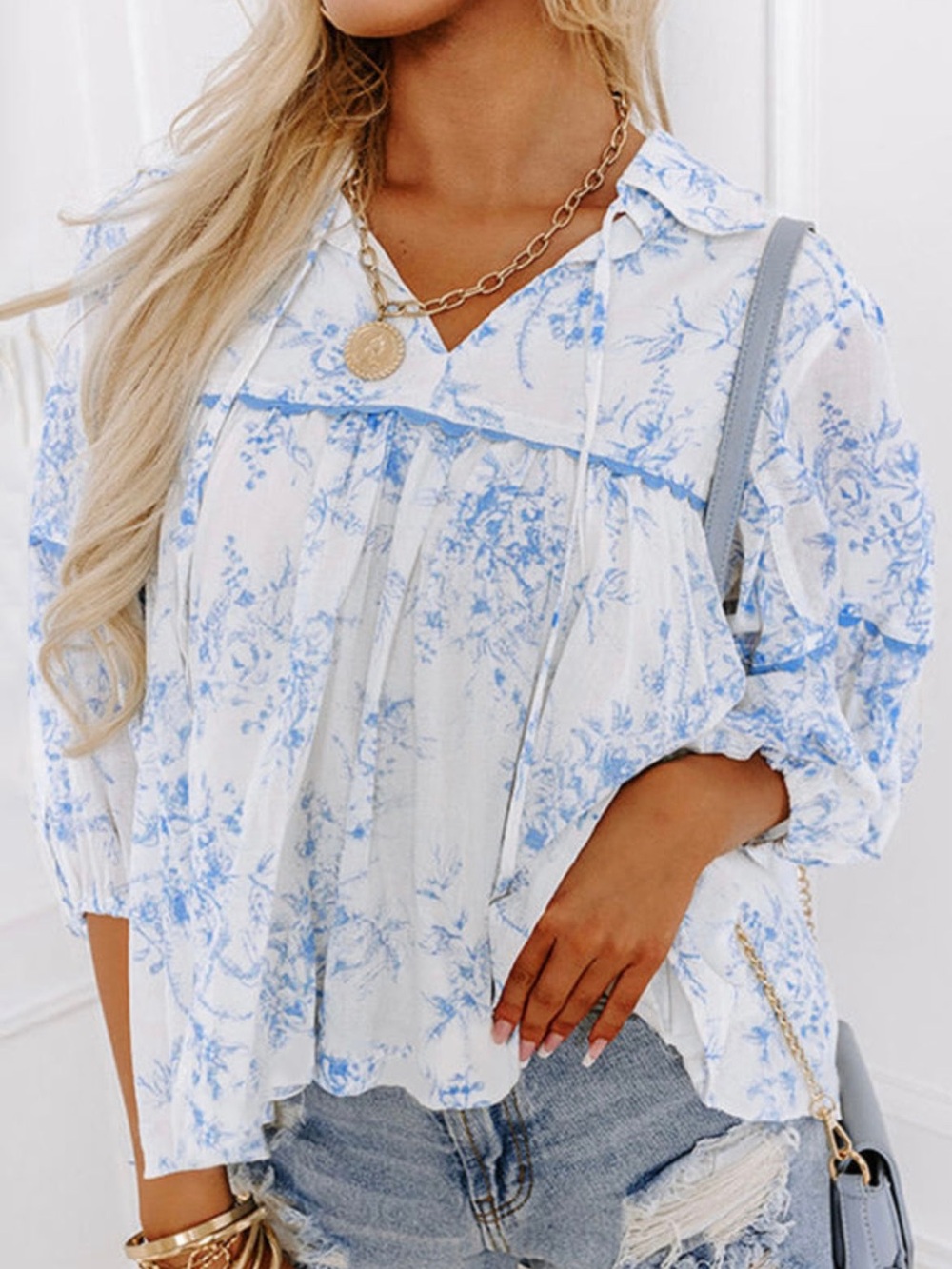 &merci Floral Tie Blouse